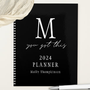 You Got This 2022 Monogram Initial Name Black Planner