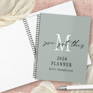 You Got This 2024 Monogram Initial Name Sage  Planner