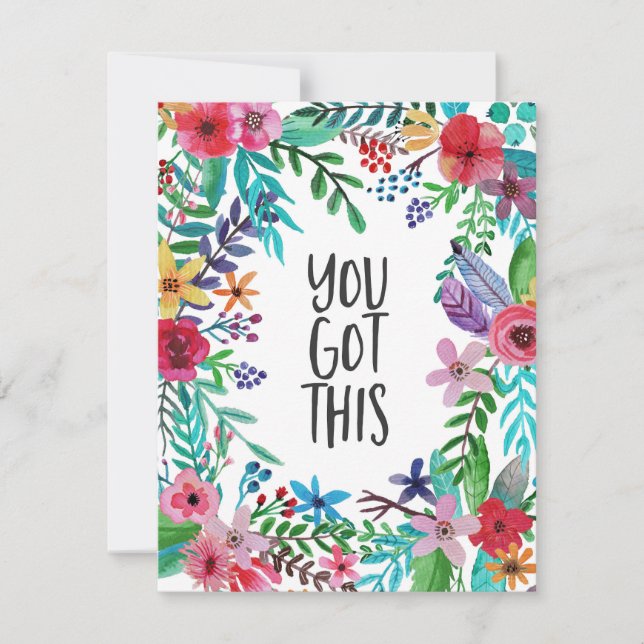You Got This Boho Floral Inspirational Quote Card (Front)