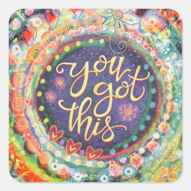 You Got This Boho Pastel Pretty Inspirivity Square Sticker (Front)