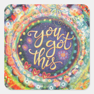 You Got This Boho Pastel Pretty Inspirivity Square Sticker