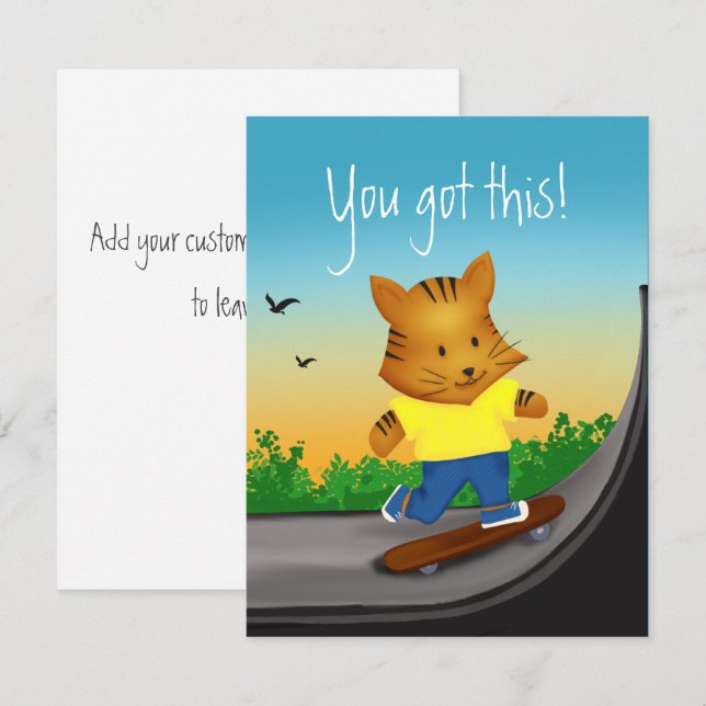 You Got This Cute Tiger On Skateboard Flat Card (Front/Back)
