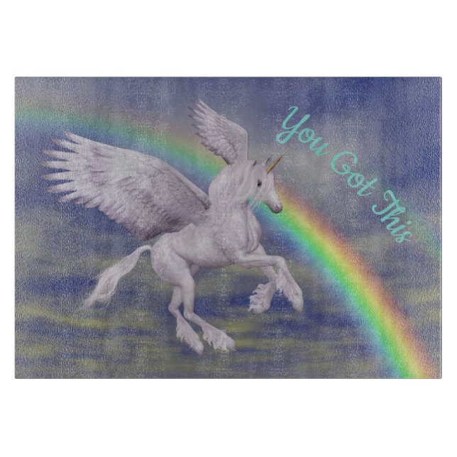 You Got This Flying Unicorn Rainbow Inspirational  Cutting Board (Front)