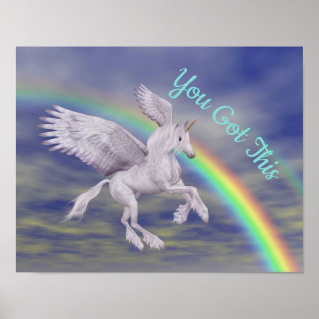 You Got This Flying Unicorn Rainbow Inspirational Poster (Front)