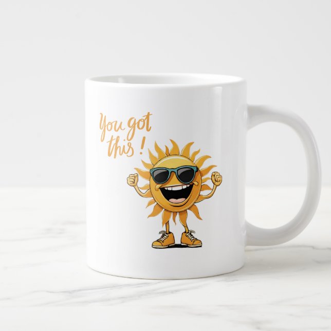 You Got This-Funny-Smiling Sun with Sunglasses Large Coffee Mug (Right)