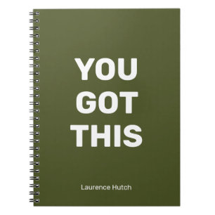 You Got This Green Minimalist   Your Name Notebook