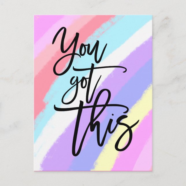 You Got This Motivational Quote Rainbow Pattern Postcard (Front)