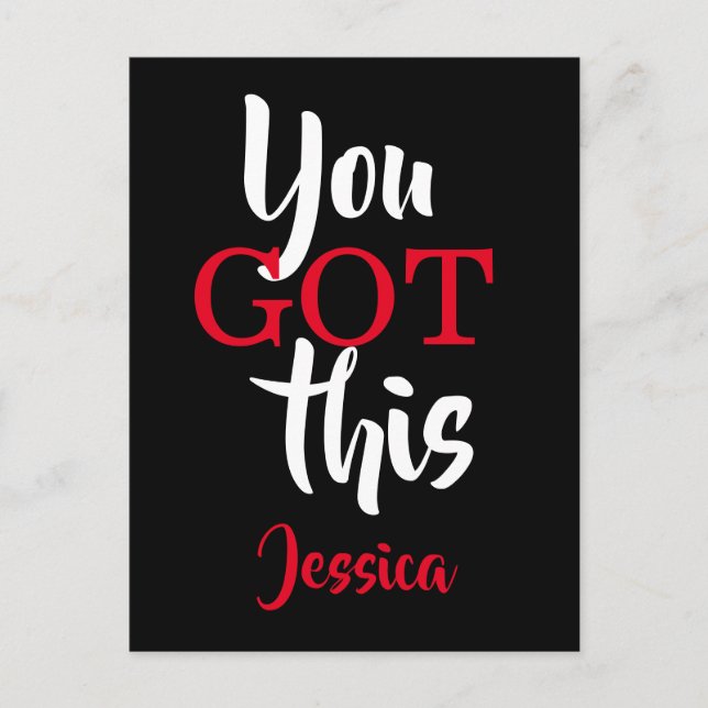 You Got This Motivational Quote Typography Black Postcard (Front)
