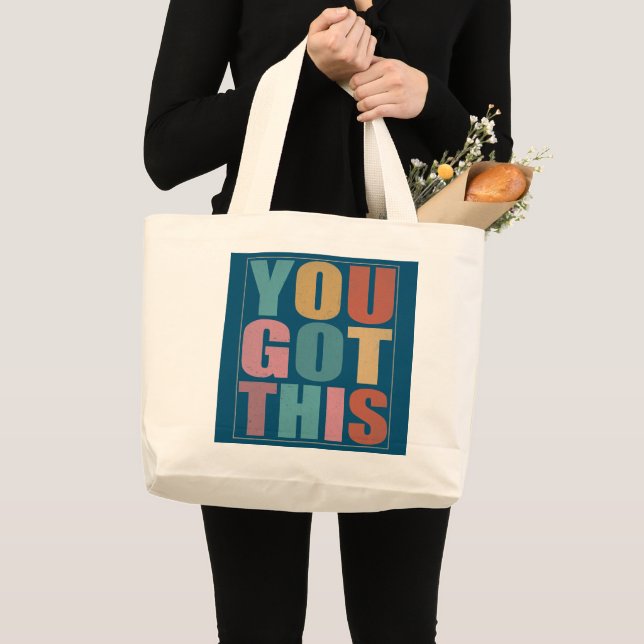You Got This Motivational Testing Day Design For Large Tote Bag (Front (Product))