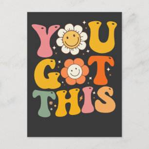 You Got This Motivational Testing Day Groovy Invitation Postcard
