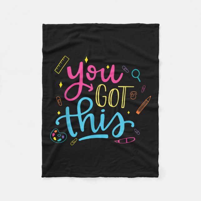 You Got This Motivational Testing Day Teacher Stud Fleece Blanket (Front)