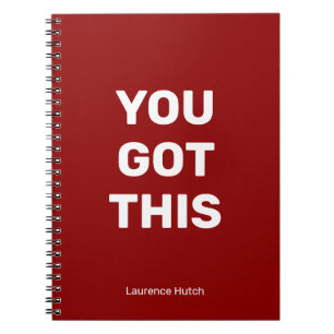 You Got This Red Minimalist   Your Name Notebook