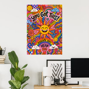 You Got This Retro Sun Motivational Poster Boho