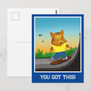 You Got This Tiger Skateboarding Postcard