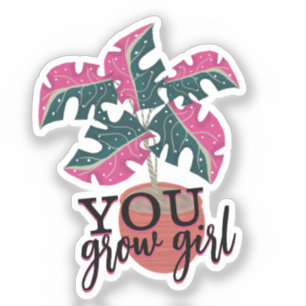 You Grow Girl Hand Drawn Monstera Plant