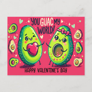 You Guac My World Funny Avocado Valentine Day Postcard