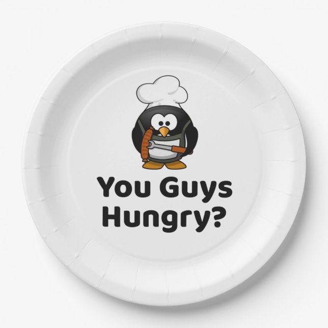 You Guys Hungry? Funny Party Grilling Barbecue Paper Plate (Front)