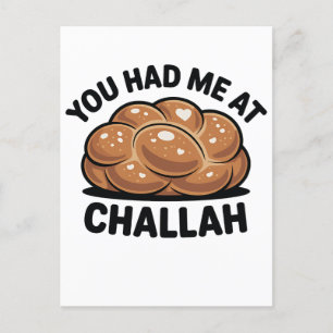You Had Me at Challah Jewish Jew Hanukkah Invitation Postcard