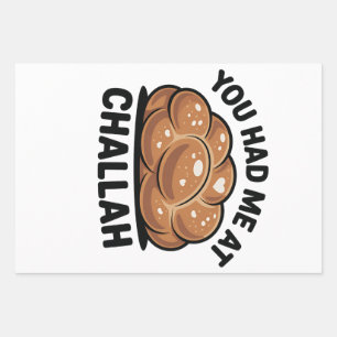 You Had Me at Challah Jewish Jew Hanukkah Wrapping Paper Sheet