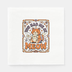 You Had Me At Meow Cat Valentine Love Vintage Vect Napkin