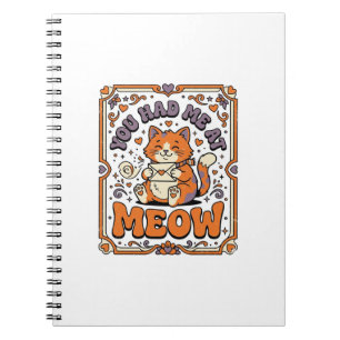 You Had Me At Meow Cat Valentine Love Vintage Vect Notebook