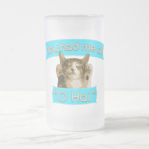 You had me at "O Hai" Frosted Glass Beer Mug