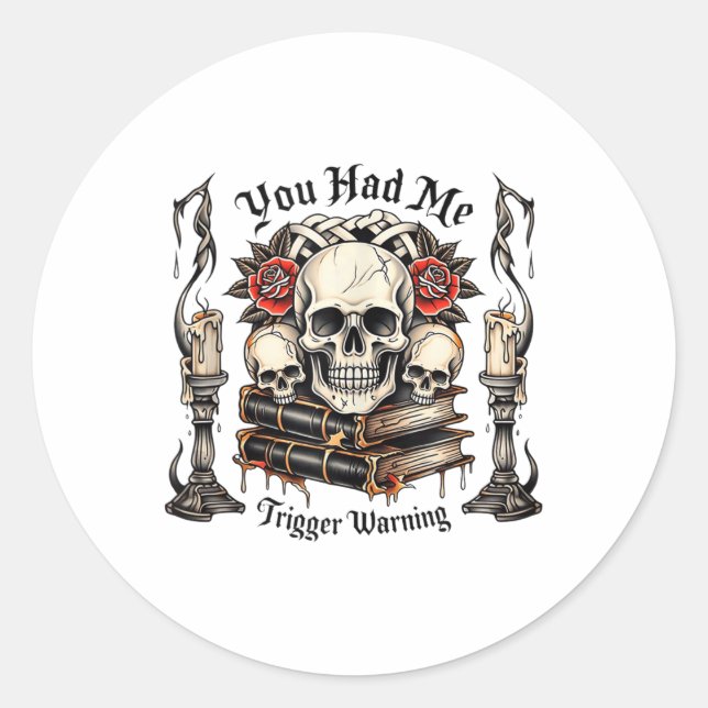 You Had Me At Trigger Warning, Bad Book Club, Roma Classic Round Sticker (Front)