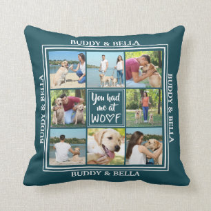 You Had Me at WOOF 8-Photo Name (editable colour Cushion