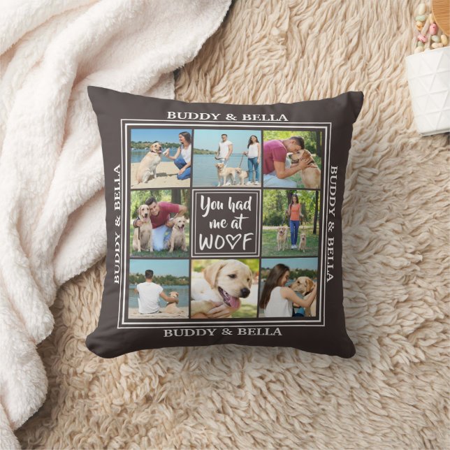You Had Me at WOOF | 8-Photo Name (editable colour Cushion (Blanket)