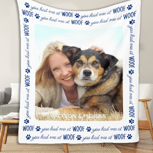 You Had Me At WOOF Personalised Dog Lover Photo Fleece Blanket