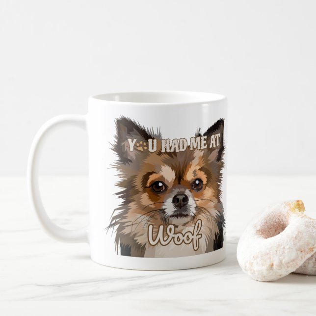 You Had Me At Woof | Pomeranian Dog Lovers  Coffee Mug (With Donut)