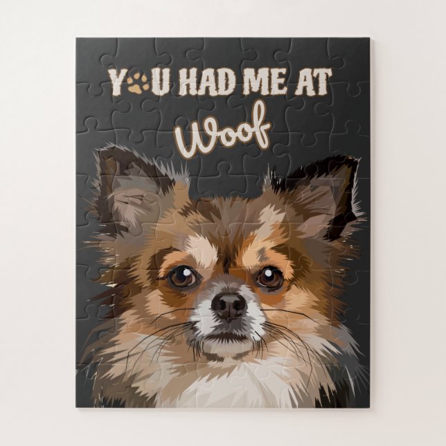 You had me at woof text dog portrait jigsaw puzzle (Vertical)