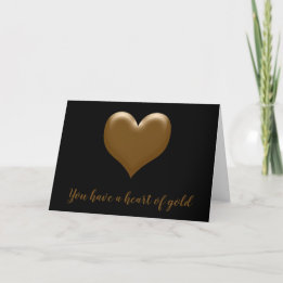 You Have a Heart of Gold Elegant Black Gold Heart  Holiday Card