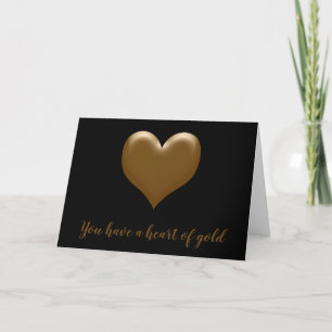 You Have a Heart of Gold Elegant Black Gold Heart Holiday Card