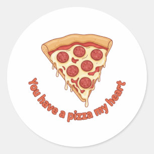 You Have A Pizza My Heart Funny Valentine Food Pun Classic Round Sticker
