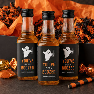 You Have Been Boozed Ghost Orange Halloween Liquor Bottle Label
