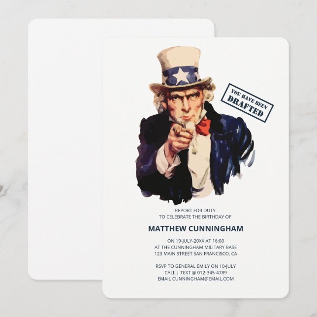 You Have Been Drafted! B-Day Celebration Invitation (Front/Back)