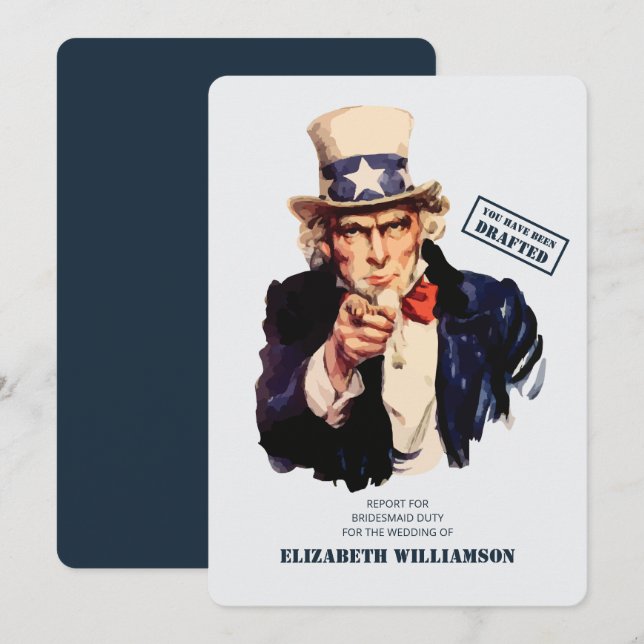 You Have Been Drafted! Bridesmaid Duty Invitation (Front/Back)