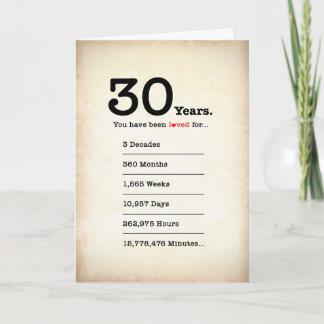 You Have Been Loved 30 Years, Birthday Card