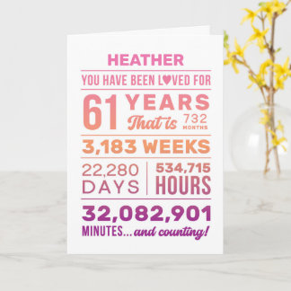 You Have Been Loved 61 Years, Custom Name Birthday Card