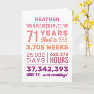 You Have Been Loved 71 Years, Custom Name Birthday Card