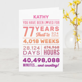 You Have Been Loved 77 Years, Custom Name Birthday Card