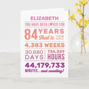 You Have Been Loved 84 Years, Custom Name Birthday Card