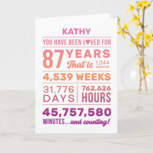 You Have Been Loved 87 Years, Custom Name Birthday Card