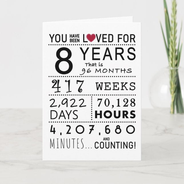 You Have Been Loved 8th Birthday Card (Front)