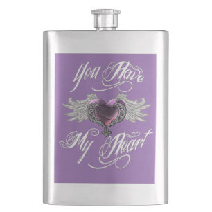 You Have My Heart Pink Hip Flask