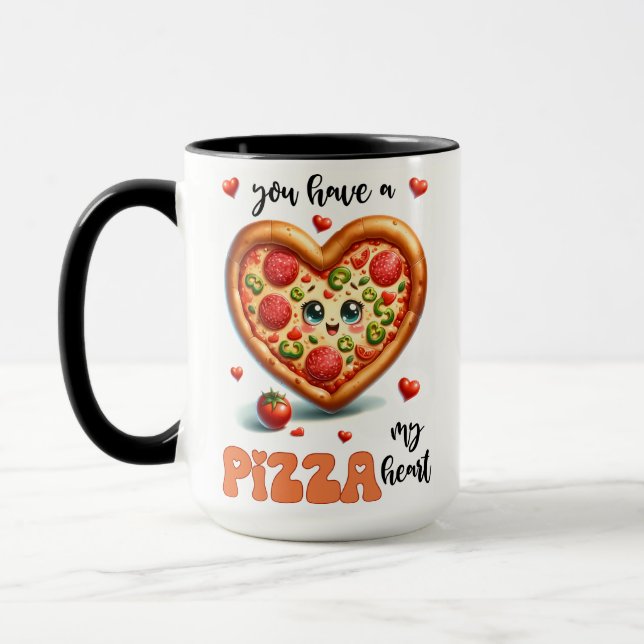 You Have My Heart Pizza Cute Newlyweds Gift Mug (Left)