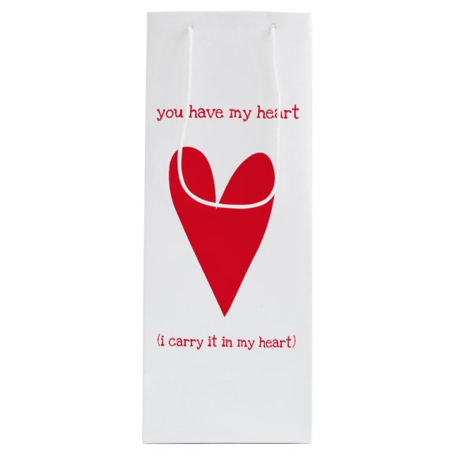 You have my heart | Poem by E.E. Cummings Wine Gift Bag (Front)