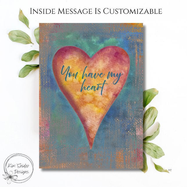 You Have My Heart Watercolor Valentine's Day Card (Creator Uploaded)