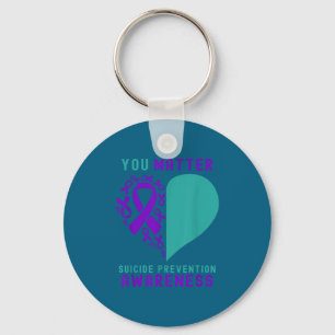 You - Heart & Ribbon Design Suicide Prevention Key Ring